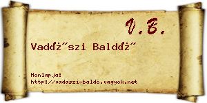 Vadászi Baldó névjegykártya
